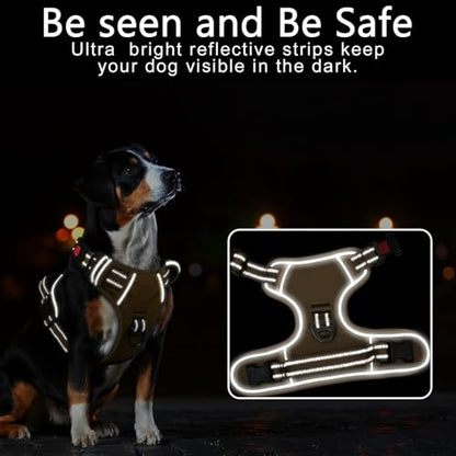 Dog Harness Small Sized, No Pull Pet Harness with Neck Lockable Snap,No Choke Front Clip Dog Reflective Vest,Adjustable Metal Rings 3 Buckles,Easy Control Handle for Small Dogs Khaki S - color: Lock Khaki, size: Small (Pack of 1)