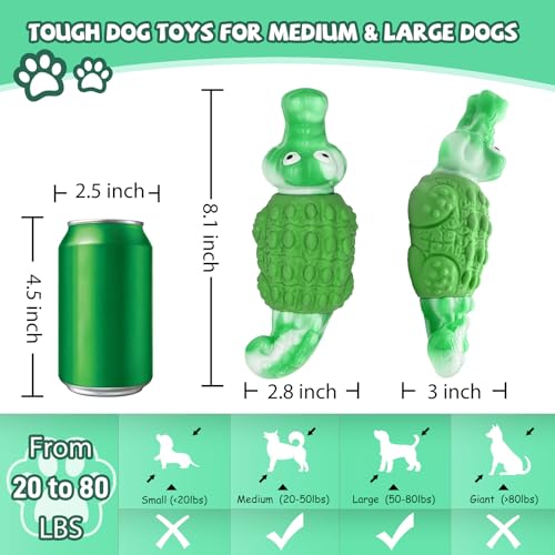 WinTour Tough Dog Toys for Large Dogs, Indestructible Dog Toy for Aggressive Chewers with Squeaky, Durable Chew Toys to Keep Them Busy for Medium and Large Breeds, Interactive Heavy Duty Bones - color: Green