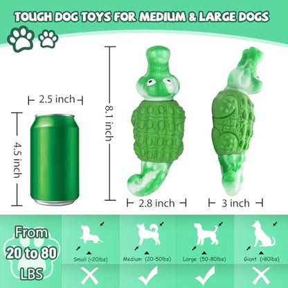 WinTour Tough Dog Toys for Large Dogs, Indestructible Dog Toy for Aggressive Chewers with Squeaky, Durable Chew Toys to Keep Them Busy for Medium and Large Breeds, Interactive Heavy Duty Bones - color: Green