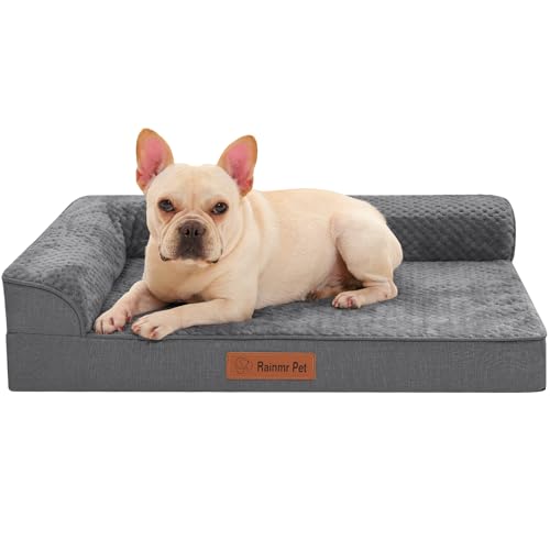 Rainmr Orthopedic Dog Bed for Small and Medium Dogs, Memory Foam Pet Bed with Washable Removable Cover, Nonskid Bottom, Waterproof, for Indoor, Outdoor, Crate ＆ Car Use, 30x20x6 Inches, Dark Grey - color: Standard Version-Dark Grey, size: 30.0"L x 20.0"W