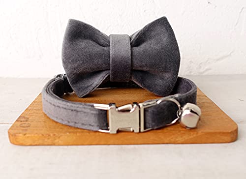 Cat Collar Personalized with Name Phone Number Engraved,Customized with Bell for Small Dogs Puppy Kitten - color: Grey, size: S (6"-10")