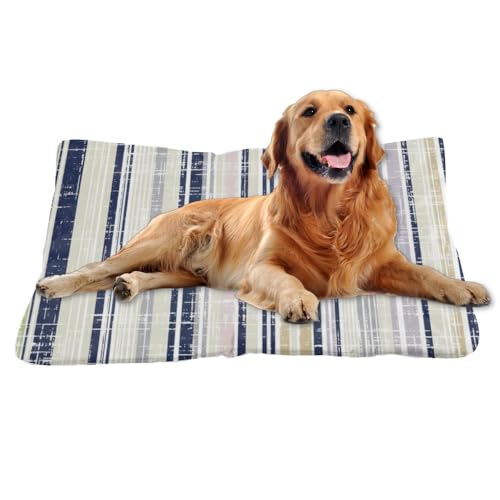 Cozy Dog Bed with Anti-Slip Bottom, Stripes Dog Products Chew Proof Crate Pad Car Bed Comfy Mat for Indoor& Outdoor Sofa Cars, Machine Washable 24 X 18 Inch - size: 24 × 18 inch