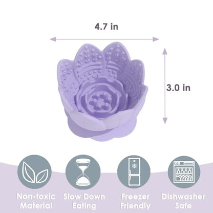 Dog Lick Bowl,Anxiety Relief Slow Feeder Dog Lick Mat Treat Dispenser, Non-Slip Licking Bowl Enrichment Toys for Small Medium Breeds Dogs (Purple, 12x12x7.6CM) - color: Purple