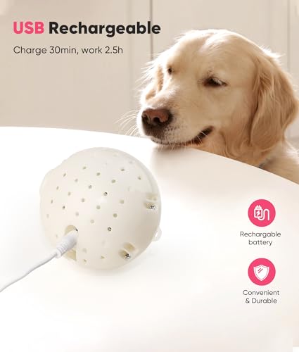 Petbobi Interactive Dog Toys Ball, USB Rechargeable Moving Dog Toy with Barking Sounds, Plush Monster Ball with Washable Cover, 4.9" Pet Toy for Small & Medium Dogs, Christmas & Birthday Gift - color: Pink