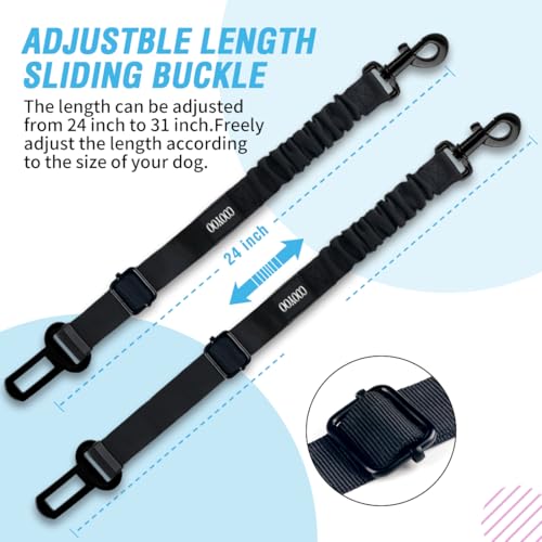 Dog Seat Belt, Durability Retractable Dog Car Harness Adjustable Dog Seat Belt for Vehicle Nylon Pet Safety Seat Belts Heavy Duty & Elastic - color: Set 01 Pack B-Blue