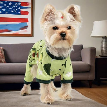 Dog Pajamas for Small Dogs, Soft Thin Pjs Jammies Cat Doggie, Summer Pet Cute Puppy Clothes Outfits Dogs Boy Girl(Avocado,XS) - color: Avocado, size: X-Small (Chest 11.8 in)