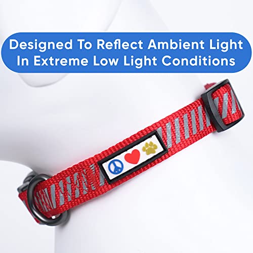 Pawtitas Reflective Dog Collar - Personalized Name & Phone Number, Adjustable for Extra Small Dogs & Puppies - Red - color: Customized Red, size: X-Small (Pack of 1)