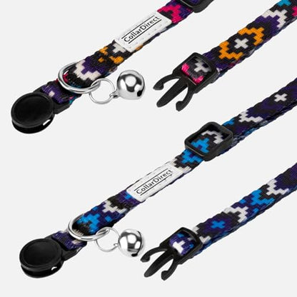 CollarDirect Cat Collar Breakaway with Removable Bell Set of 2 PCS - color: Blue & Orange
