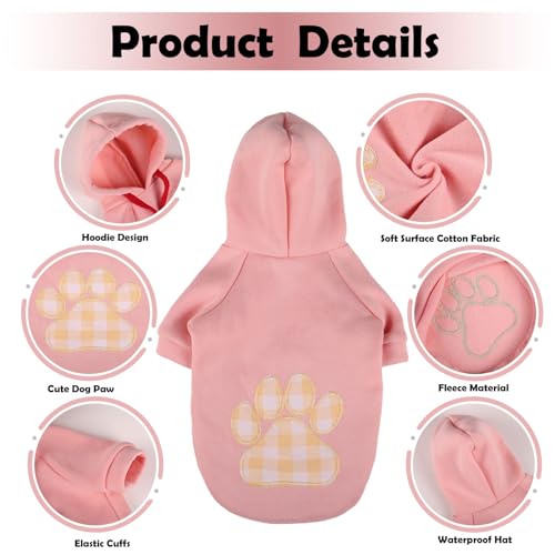 Dog Hoodie,Flannel Pet Hooded Sweater with Hat Puppy Pullover Sweater Shirt,Dog (Pink,M) - color: Pink, size: Medium