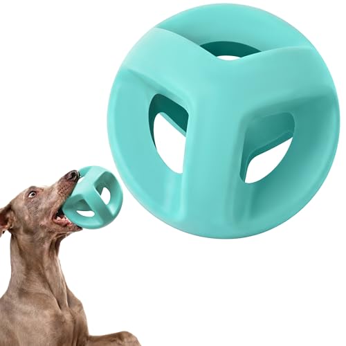 Fida Natural Rubber Dog Balls for Aggressive Chewers, Durable Dog Chew Toys for Large Dogs, Interactive Fetch & Tug of War Toys for Medium Large Breed Non-Toxic Dish Washable,4.5 * 4.5" - color: Aqua Blue
