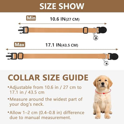 Sand Brown Cat Neck Collar, 2 Pack Small Dog Collar with Bell - color: Sand Brown