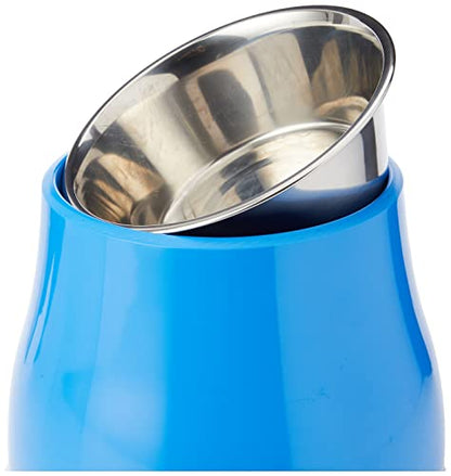 Dogit Elevated Dog Bowl, Stainless Steel Dog Food and Water Bowl for Large Dogs, Blue, 73751 - color: Blue, size: Large