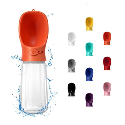 WePet Portable Dog Water Bottle, 19 OZ, Leak Proof Puppy Water Dispenser with Drinking Feeder for Pets Outdoor Walking, Hiking, Travel, Food Grade Plastic - color: #09 Orange, size: 19 oz