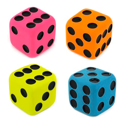 CHIWAVA 4 Pack 1.7" Squeaky Latex Dog Toys Dice Puppy Fetch Interactive Play for Small Dogs