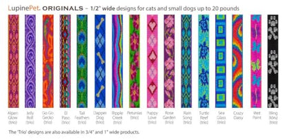 Lupine Small Step in Dog Harness 1/2" Wide Petunias with 12-18" Girth - size: 1/2" wide; girth adjusts 12-18"