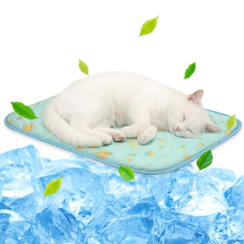 NWK Pack of 4 Pet Cooling Mat -Q-Max>0.345 Ice Silk Cooling Mat for Dogs & Cats Portable & Washable Pet Cooling Blanket, Car Seats, Beds for Summer (4pcs, Green Fruit, 20'' X 16'' X 0.3'') - color: Green Fruit, size: Small (20'' X 16'' X 0.3'')