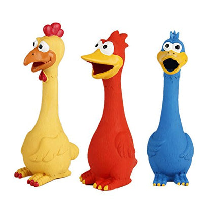 Tamu style Rubber Chicken Squeaky Dog Toys for Small, Medium or Large Pet Breeds, Play Fetch, Reduce Separation Anxiety - color: Red