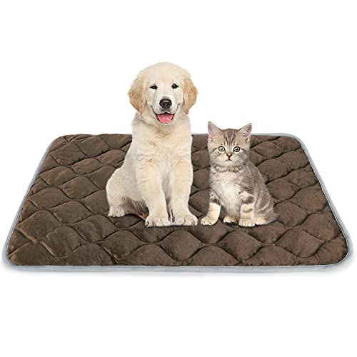Self-Warming Cat Bed and Dog Crate Pad - Thermal Pet Heating Mat - color: Coffee, size: 34.6"L x 22.8"W x 0.5"Th