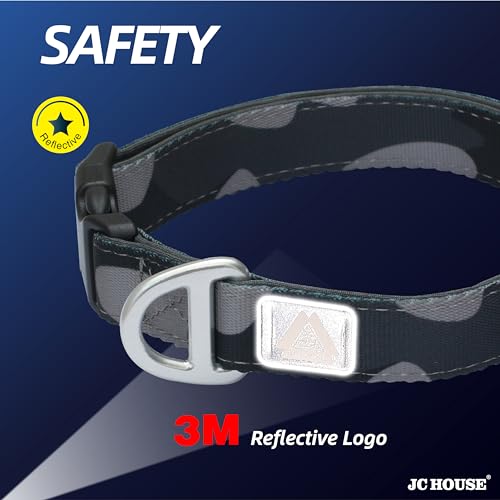 Soft Padded Dog Collar, Neck 12’’-20’’, Adjustable Heavy Duty Collar with 3M Reflective Logo for Medium, Large Dogs, Camo Dark Gray, Medium - color: Camo Dark Grey, size: Medium (Neck 12''–20'')