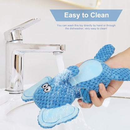 Dog Toys, Dog Squeaker Toys with Crinkle Paper, Stuffed Animal Dog Plush Chewing Toy, Cotton Rope Interactive Toys for Puppy, Small, Middle Dogs (Blue Elephant) - color: Blue