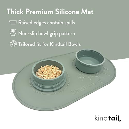 KindTail Pet Bowl Set + Silicone Pet Food Mat - Includes 2 Portable Dog Bowls with Lid & Handle + 1 Waterproof Pet Feeding Mat - Made from Food-Grade, Dishwasher-Safe Materials - BPA & Toxin-Free