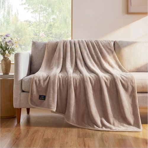 Luciphia Waterproof Blanket for Dog Washable Reversible Sherpa Fleece Throw Blanket for Bed Couch Soft Liquid Pee Proof Furniture Cover Protector for Small Medium Large Pet Cat Khaki 57" x 40" - color: Khaki+white, size: M (57" x40")