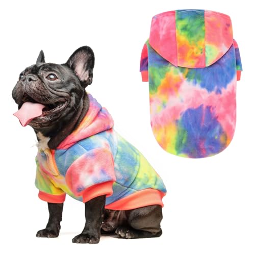 BEAUTYZOO Tie Dye Dog Hoodie Sweaters for Small Medium Size Dogs Girls Boys- Premium Quality, Ultra Soft, Superior Comfort Fit,Breathable Fleece Hooded Sweatshirt- Cold Weather Pet Clothes Winter Coat - color: Multi Pink, size: Small/Medium
