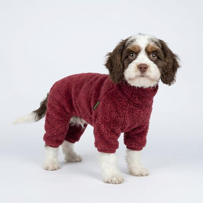 Fitwarm Fuzzy Fleece Dog Christmas Pajamas, Dog Winter Clothes for Small Dogs Girl Boy, Velvet Dog Onesie, Pet Jumpsuit, Doggy Apparel, Maroon, Large - color: Maroon, size: Large