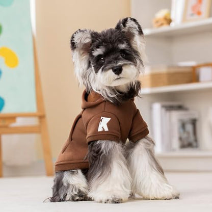 Dog Hoodie & Cat Sweater, Warm Fleece Hooded Soft Winter Sweatshirt for All Breeds, Cozy Pet Clothes, Brown, S - color: Brown, size: S-(2~7lb) | Chest(~13")