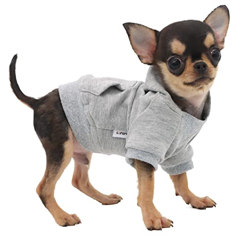 LOPHIPETS Lightweight Cotton Hoodie for Small Dogs – Hooded Sweatshirt for Chihuahuas Puppy and Toy Breeds-Grey/XS - color: Grey, size: X-Small for 1.2-2.2 lbs