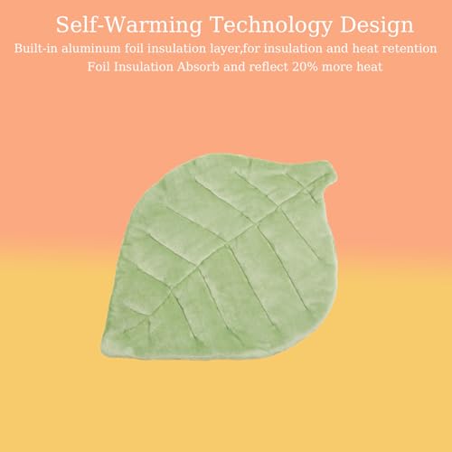 Self Warming Cat Leaf Mat,Comfortable Soft Fabric Breathable Cozy Cat Warm Bed Mat with Foil Insulation,Cat Bed Mat for All Seasons, 26.5"x20.5" Ideal for Cats Small Pets