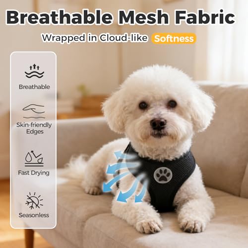 BINGPET Small Dog Harness, No Pull Dog Harness Small Sized Dogs, Soft Light Breathable Mesh Puppy Vest with Safety Buckle-Adjustable Step in Pet Harnesses for Easy Walking, Running, Training - color: Pink, size: S (NECK: 12", CHEST: 14"-18")