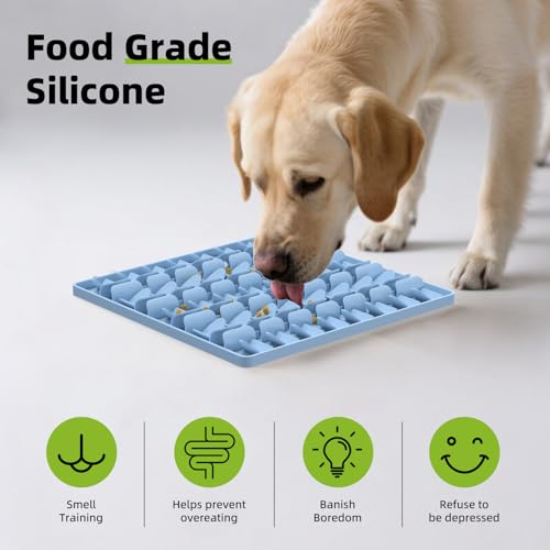 Snuffle Mat for Dogs, Silicone Snuffle Mat Dog Feeding Mat Slow Feeder, Encourages Natural Foraging Dog Sniff Mat, Stress Relief, Smell Training, Digging Toys for All Breed Dogs (Blue) - color: Blue