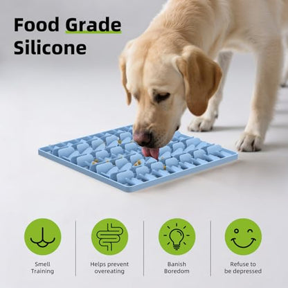 Snuffle Mat for Dogs, Silicone Snuffle Mat Dog Feeding Mat Slow Feeder, Encourages Natural Foraging Dog Sniff Mat, Stress Relief, Smell Training, Digging Toys for All Breed Dogs (Blue) - color: Blue