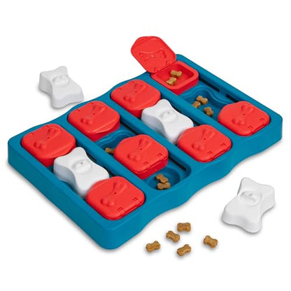 Outward Hound by Nina Ottosson Dog Brick – Interactive Treat Puzzle Enrichment Toy, Level 2 Intermediate - color: Dog Brick (Red, White, Blue)