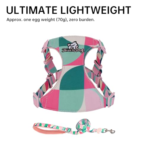 Touchdog Artist Series Y-Shape Dog Harness, 70g Ultra-Lightweight Breathable Air-Layer Vest with Soft Padded Chest, No-Pull Adjustable Harness for Small Medium Dogs (Pink, XS) - color: Pink, size: XS