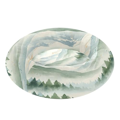 Round Cat Bed Dog Bed,20in Forest Washable Non-Slip Bottom Soft Pet Bed for Small Medium Dogs and Cats - size: 20in