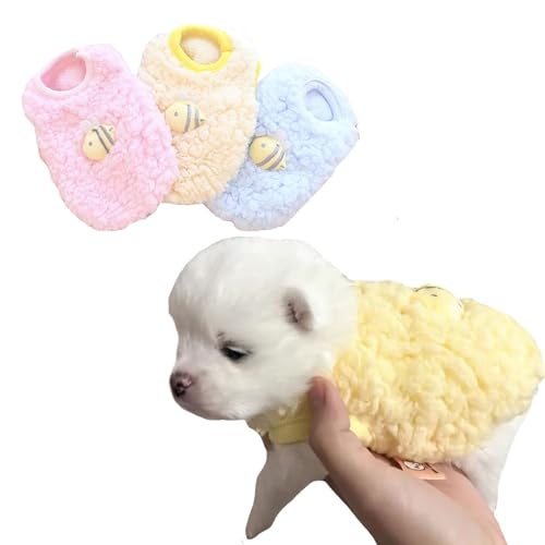 FLAdorepet 3 Packs Teacup Dog Cat XXS Clothes for Chihuahua Yorkie,Winter Warm Fleece Puppy Pet Clothes Sweater Shirt Vest for Mini Newborn Extra Small Dogs (3 Packs, XXS(Pet 1-2LBS)) - color: Bee, size: XXS(Pet 1-2LBS)