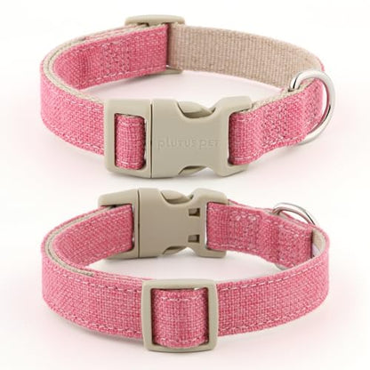 Plutus Pet Cotton Hemp Dog Collar and Leash Set, Adjustable Collar for Small, Medium, and Large Dogs, Heavy Duty and Soft on Skin, Hot Pink, S - color: Hot Pink, size: Small