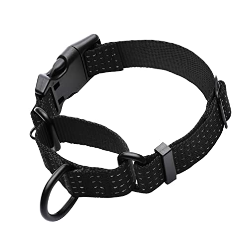 Martingale Collar for Training Dogs. Adjustable Reflective Dog Collars with Buckle- NO Pull-Prevents Slipping Out, for Medium Large XL Dogs. Helps with Strong pullers(M, Black) - color: Black, size: M