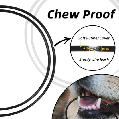 PUPTECK Chew Proof Dog Leash with Detachable Short Leashes Padded Handle Reflective, Heavy Duty Steel Cable Lead for Small Medium Large Dogs Training Walking, Black 4.9ft - color: Black