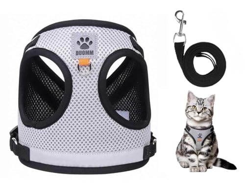 Pet Harness Vest with Leash for Small Medium Dogs Cats-No Pull Step-in Pet Vest Breathable Soft Lightweight Harness and Leash Set for Puppy Kitty Bunny-Gray-S - color: Red, size: Small