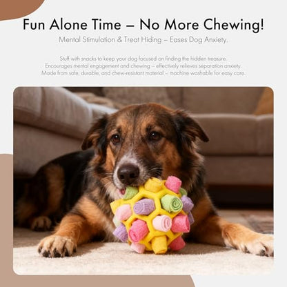 Mira's Pocket Dog Snuffle Ball Toy, Mental Stimulation Chew Toy for Dogs & Cats, 14cm Licking Mat Treat Dispensing Ball with Hollow Design, Slow Feeder for Fast Eaters (Yellow) - color: Yellow