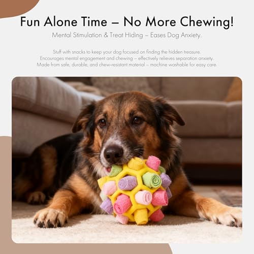Mira's Pocket Dog Snuffle Ball Toy, Mental Stimulation Chew Toy for Dogs & Cats, 14cm Licking Mat Treat Dispensing Ball with Hollow Design, Slow Feeder for Fast Eaters (Yellow) - color: Yellow