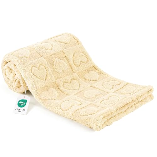 gogobunny Pet Blanket for Dogs Cats, 300GSM Ultra Soft Coral Fleece Blanket, Washable Small Dog Cat Blanket, Calming Crate Mat, Furniture Protector for Couch Bed Car Seat, Beige, 25x35IN - color: Beige, size: 25x35"