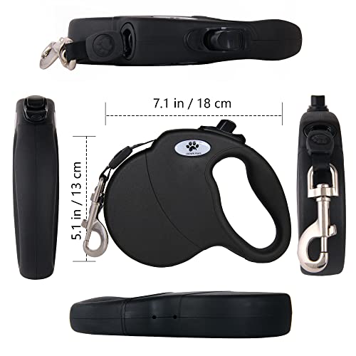 16 ft Retractable Dog Leash for Large Dogs up to 110 lbs,Tangle-Free Nylon Tape,Black L - color: black, size: Large
