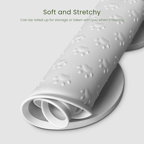 PWTAA Dog Food Mat Anti-Slip Silicone Dog Bowl Mat Thicker Pet Placemat Waterproof Cat Feeder Pad with Raised Edge Puppy Kitten Feeding Mats Suitable Small Medium-Sized Dogs Cats Eating Tray - color: White, size: 19.4" x 9.8"