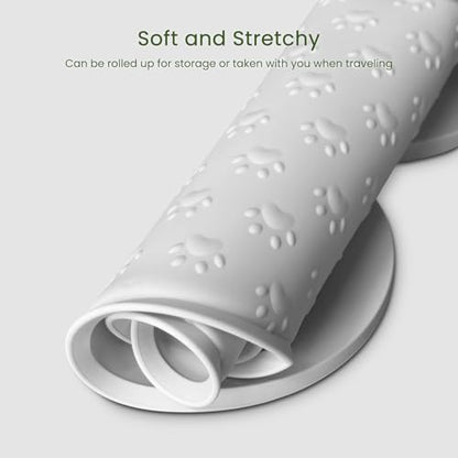 PWTAA Dog Food Mat Anti-Slip Silicone Dog Bowl Mat Thicker Pet Placemat Waterproof Cat Feeder Pad with Raised Edge Puppy Kitten Feeding Mats Suitable Small Medium-Sized Dogs Cats Eating Tray - color: White, size: 19.4" x 9.8"