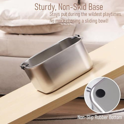 No Spill Water Bowl for Dogs, 101oz/3L Slobber Stopper Stainless Steel, Slow Drinking Dog Water Bowl, Spill Proof, Dishwasher Safe, Silver