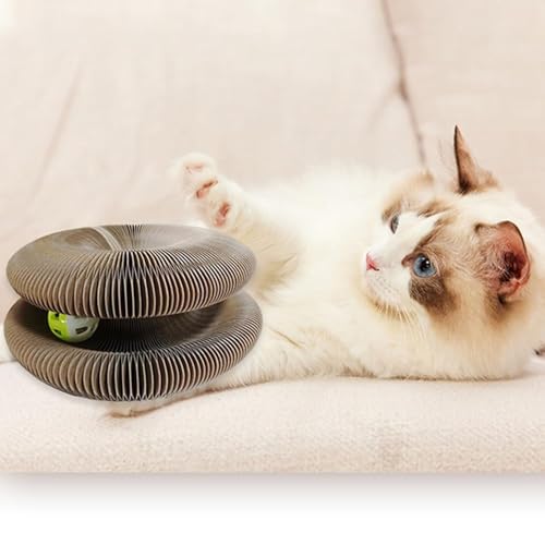 Cat Toy, Cat Scratcher, Reversible Infinity Style Magic Organ, Scratch-Resistant and Abrasion-Resistant, Foldable Cat Toys for Indoor Cats - color: Cat